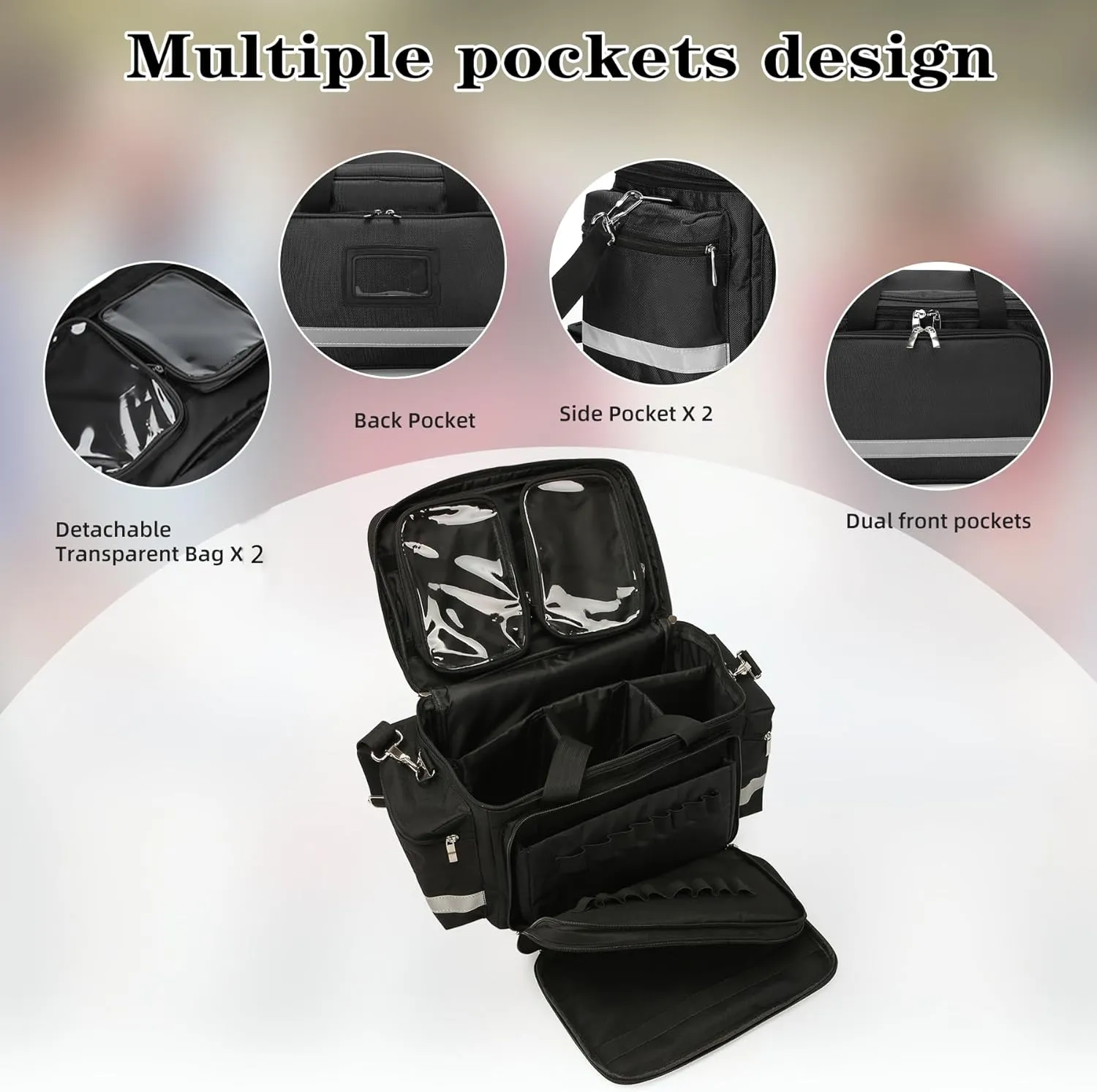 Medical Bag Empty Emergency Bag First Responder Bag First Aid Bag Home Health Nurse Bag Empty First Aid Storage Bag with Detachable Divider Medical Supplies Bag Emergency Responder Trauma Bag