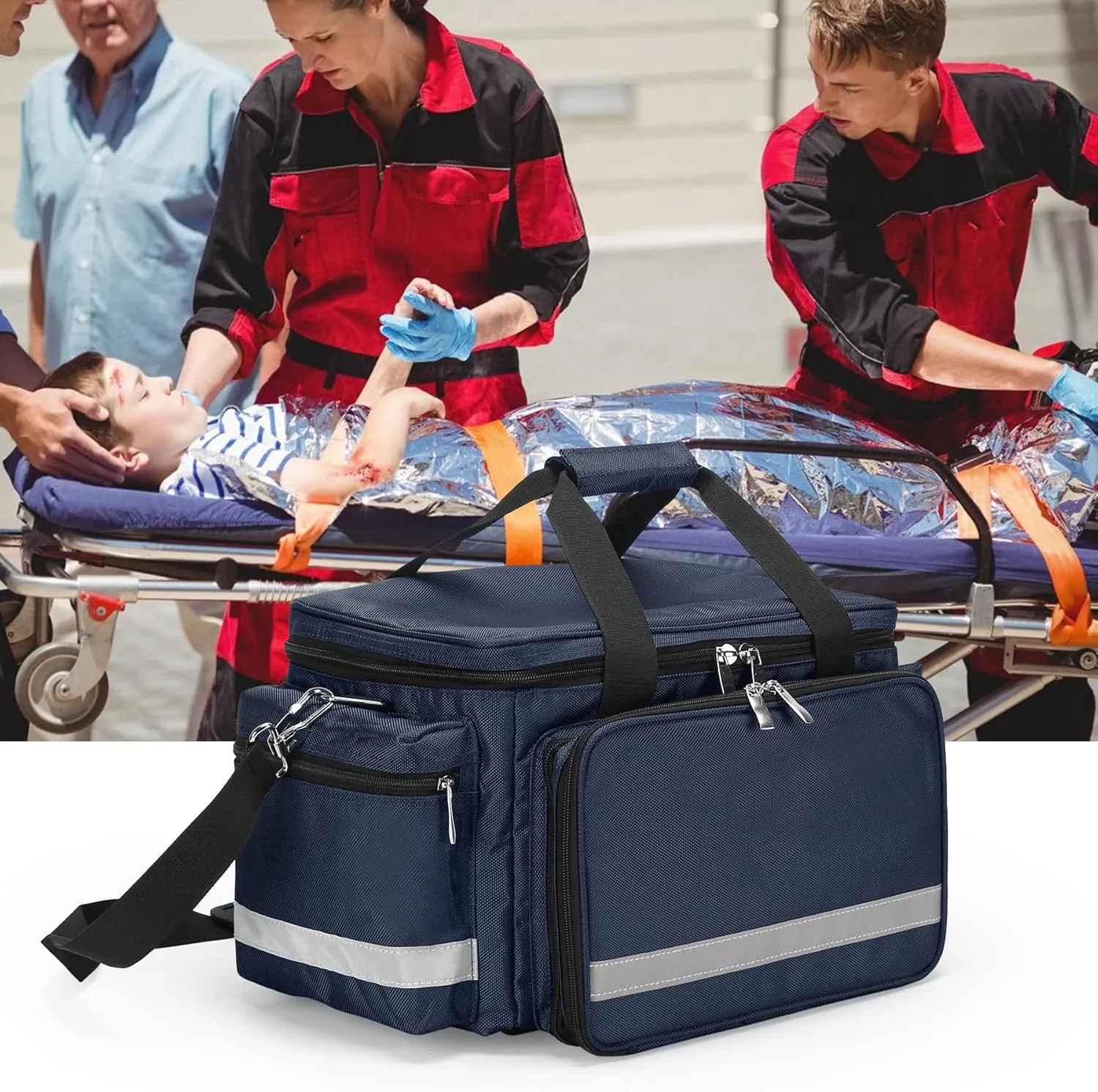 Medical Bag Empty First Aid Bag Home Health with Detachable Divider Medical Supplies Bag Emergency Responder Trauma Bag for Nursing Student,Therapist,Doctors