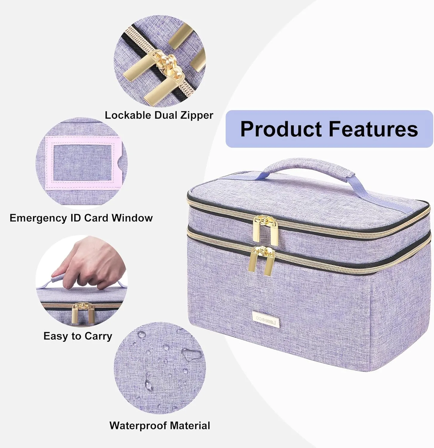 Medicine Storage Bag Pill Bottle Organizer with Portable Small Pouch Travel Medication Bottle Organizer for Emergency Home First Aid Box Kit (Purple)