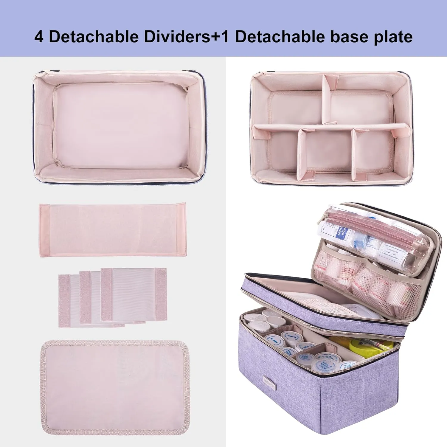 Medicine Storage Bag Pill Bottle Organizer with Portable Small Pouch Travel Medication Bottle Organizer for Emergency Home First Aid Box Kit (Purple)