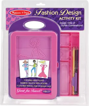 Melissa & Doug Fashion Design Art Activity Kit - 9 Double-Sided Rubbing Plates, 4 Pencils, Crayon - Travel Toys for Kids Ages 5 