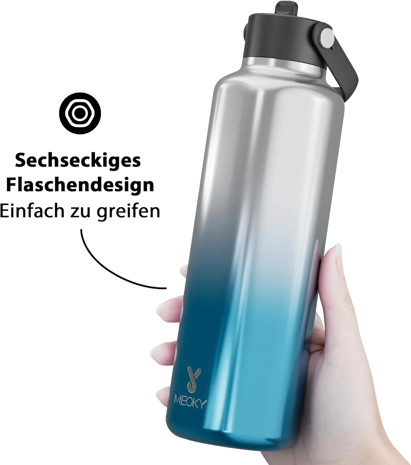 Men Water Bottle with Straw for Sports: 24 oz Stainless Steel Insulated Water Bottle BPA-Free for Camping Hiking - Outdoor Adventurers, Azure