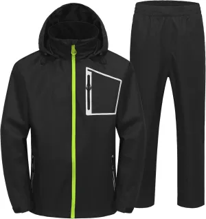 Men's Rain Gear Waterproof Golf Rain Suits 2 Pieces Breathable Rain Jacket and Pants Heavy Duty