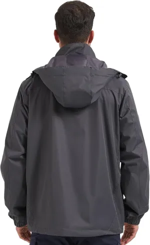 Men's Rain Jacket Waterproof Lightweight Hood jackets for Hiking Cycling Travel Raincoat S-6XL