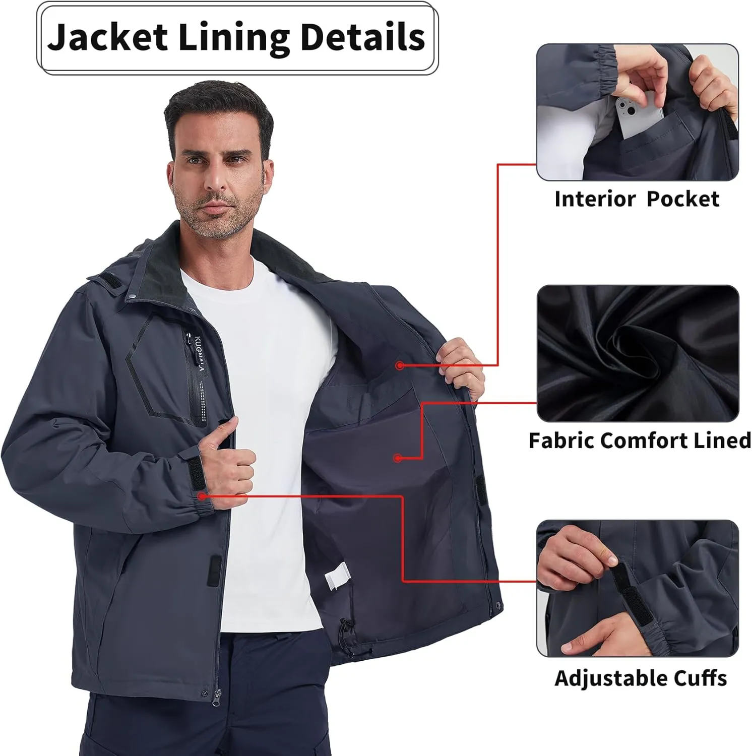 Men's Rain Jacket Waterproof Lightweight Hood jackets for Hiking Cycling Travel Raincoat S-6XL