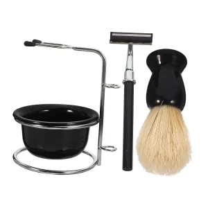 Men's Shaving Set Manual Razor Kit Shaving Brush Cream Bowl Stand Barbershop Quality Perfect Present