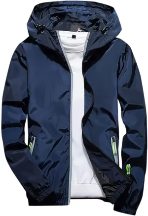 Men's Trench Coat Rain Jacket Windbreaker Lightweight Shell Raincoat With Hood For Golf Hiking Travel, M-7XL