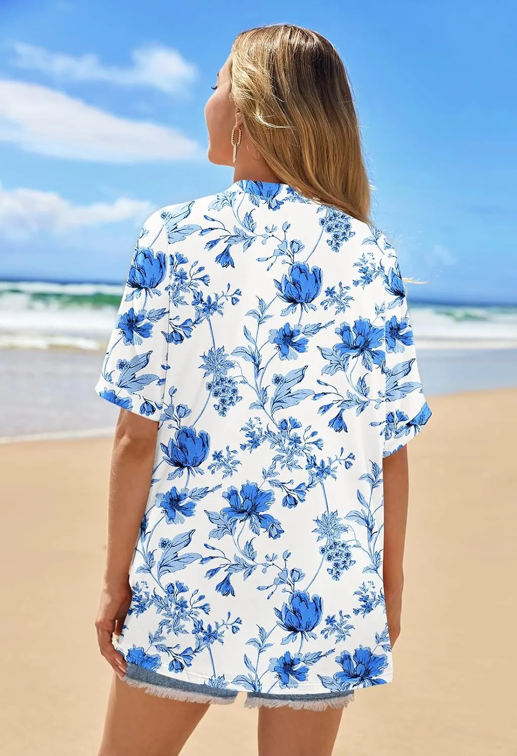 MEROKEETY Womens 2025 Summer Lightweight Cardigan Short Sleeve Open Front Casual Loose Cover Ups