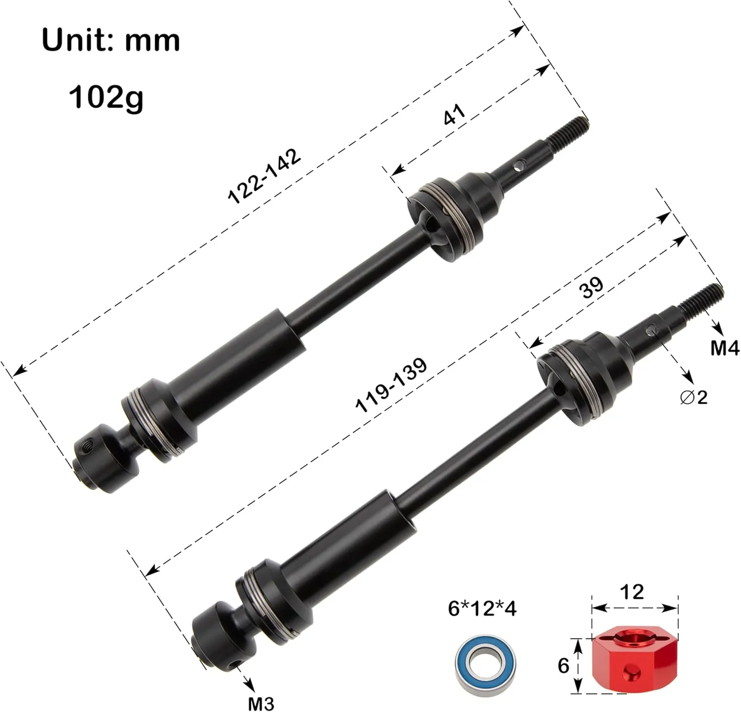 MEUS RACING Steel Front Rear Drive Shaft CVD Driveshaft Kit for 1/10 Traxxas Slash/Hoss/Jato/Rustler 4X4 9051R 9052R RC Car