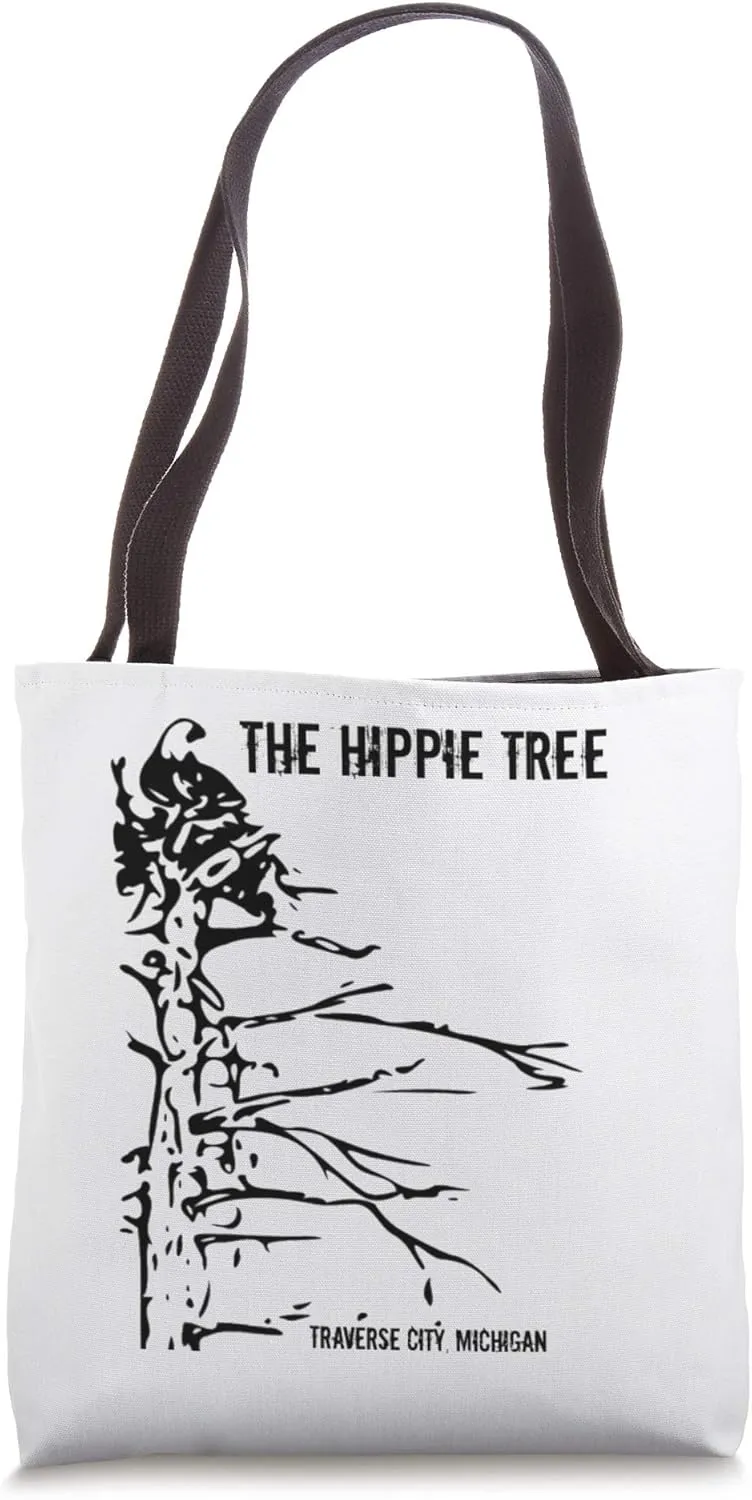 Michigan Michigander Great Lakes Hippie Tree Traverse City Tote Bag