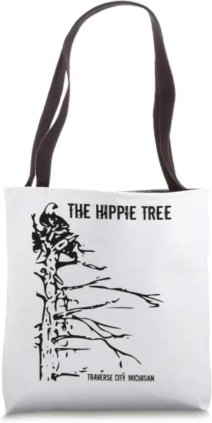 Michigan Michigander Great Lakes Hippie Tree Traverse City Tote Bag