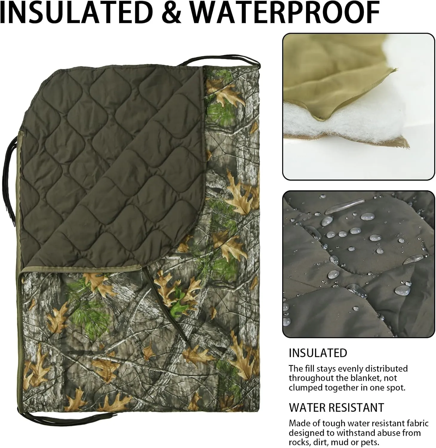 Military Poncho Liner with Zipper Camping Blanket Army Insulation Sleeping Bag Insulated Waterproof for Travel Outdoor Survival Hunting