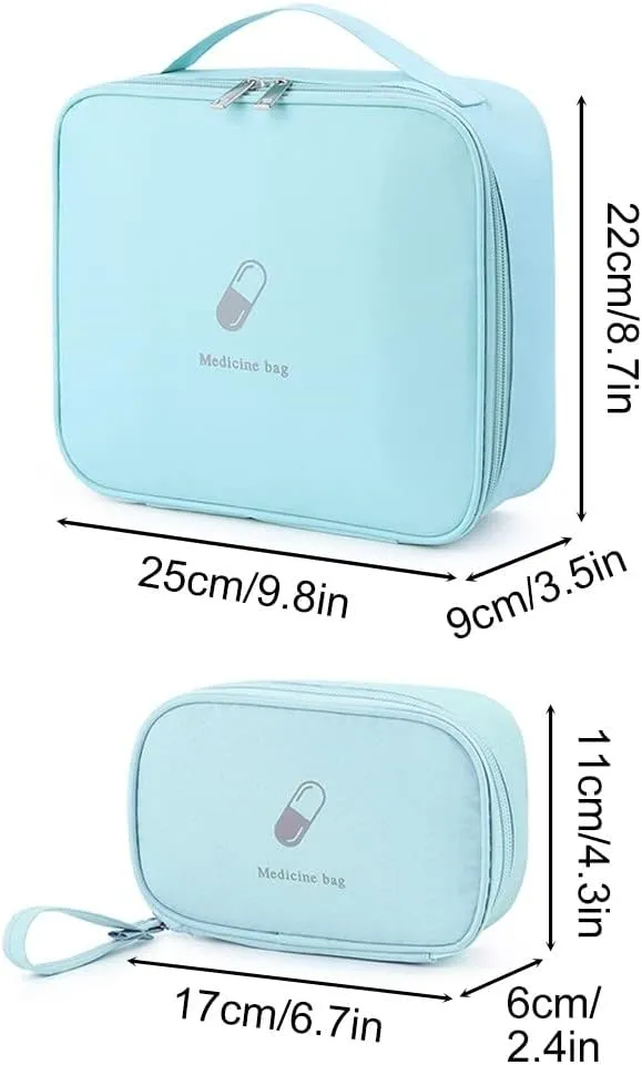MiOYOOW 2PCS Travel First Aid Bag, Medical Pouch Portable Medicine Storage Bag for Camping Hiking Travel (Small and Large)