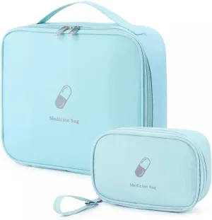 MiOYOOW 2PCS Travel First Aid Bag, Medical Pouch Portable Medicine Storage Bag for Camping Hiking Travel (Small and Large)