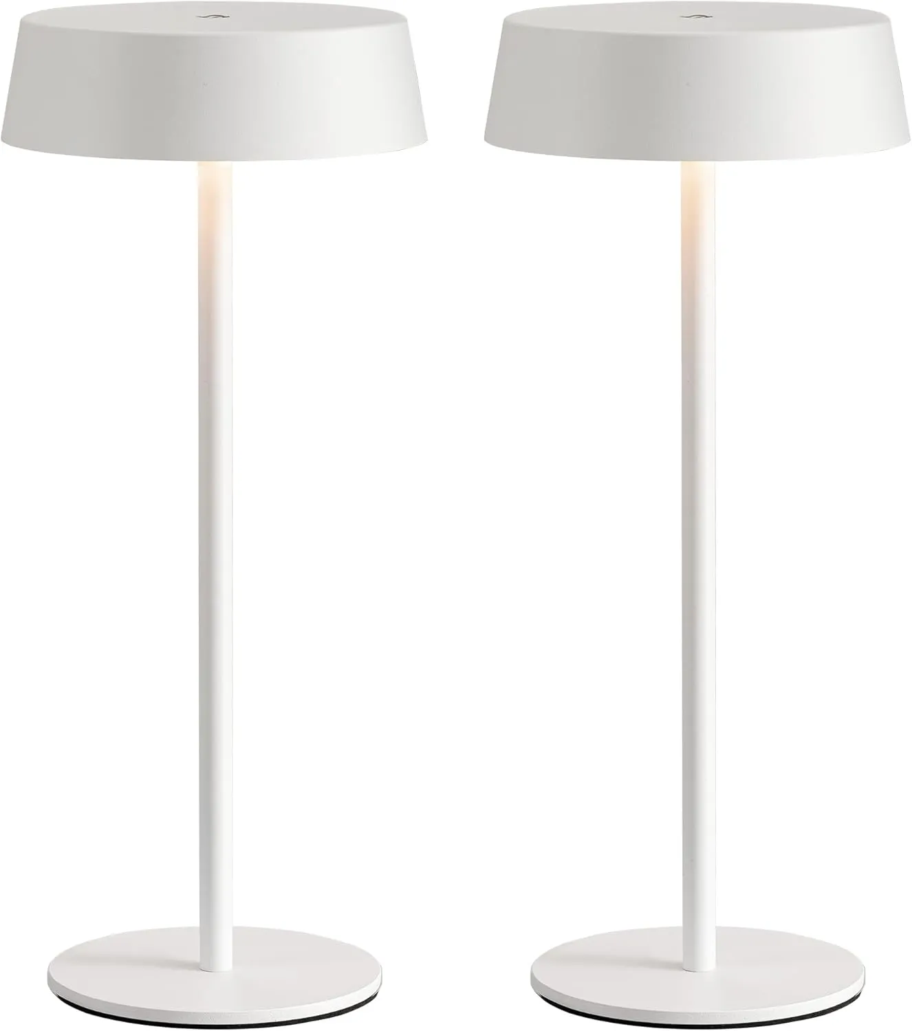 Modern Cordless Table Lamp Set of 2, Portable LED Desk Lamps, Rechargeable 5000mAh Battery Operated, Dimming Night Light for Bedroom, Dining Room, Bar, Outdoor, Waterproof (White)
