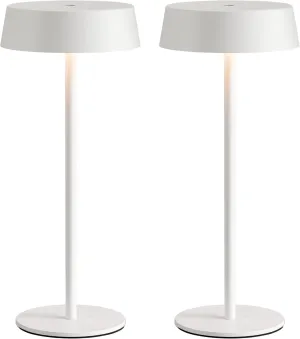 Modern Cordless Table Lamp Set of 2, Portable LED Desk Lamps, Rechargeable 5000mAh Battery Operated, Dimming Night Light for Bedroom, Dining Room, Bar, Outdoor, Waterproof (White)
