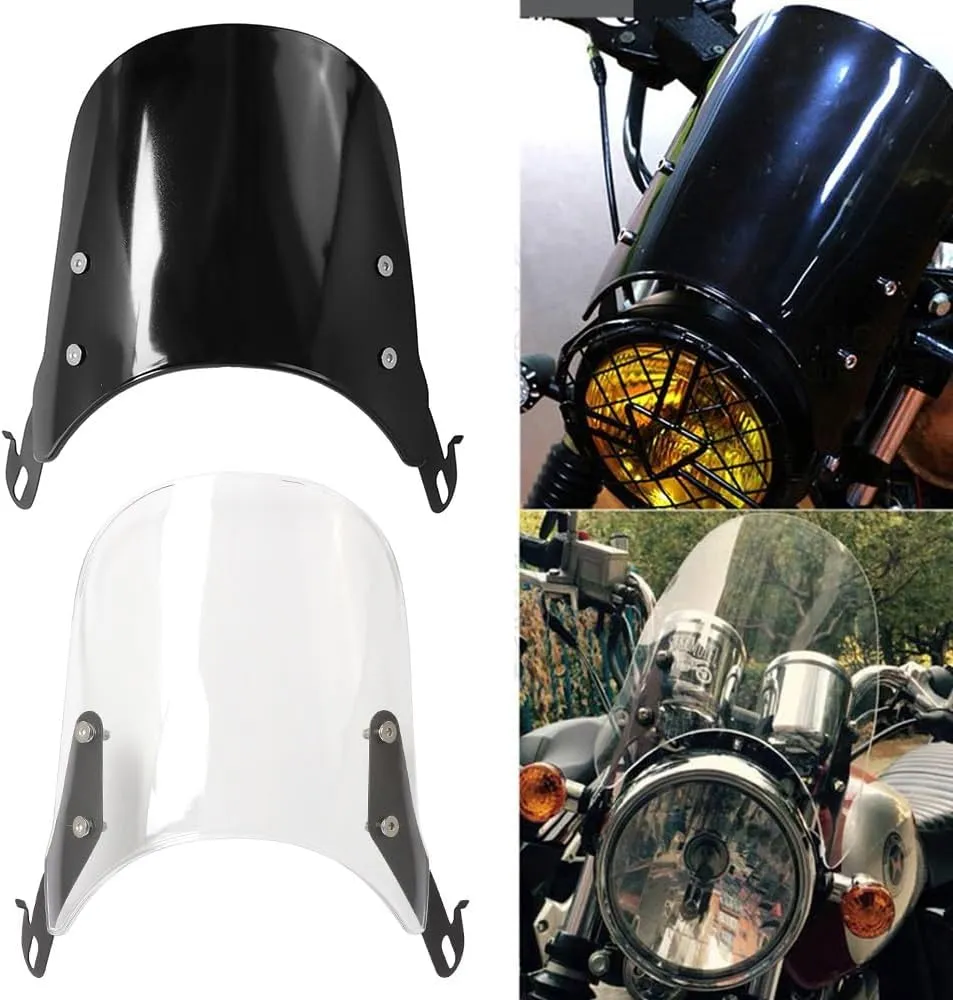 Motorcycle Tank Pad Protector 1PCS Motorcycles Custom Compact Sport Wind Deflector Retro Windshield 4-7'' Headlight Universal