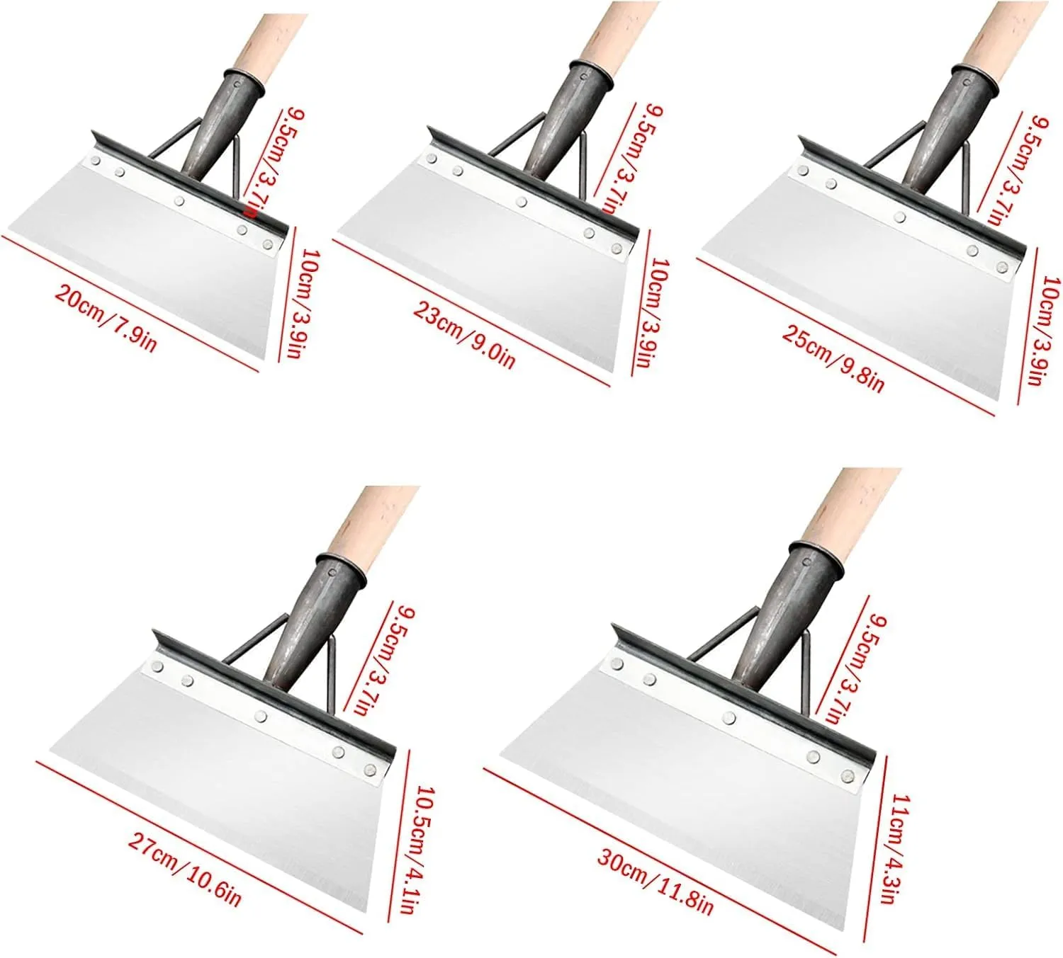 Multifunctional Cleaning Square Garden Spade Shovel - Manganese Steel Flat 8-12" Heavy Duty Tool for Digging, Lawn Edging, and Weed Removal - Silver (25CM)