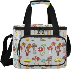 Mushroom Gray Insulated Cooler Bag for Women Men Leakproof 24 Can Camping Cooler Tote for Travel Outdoors Trip