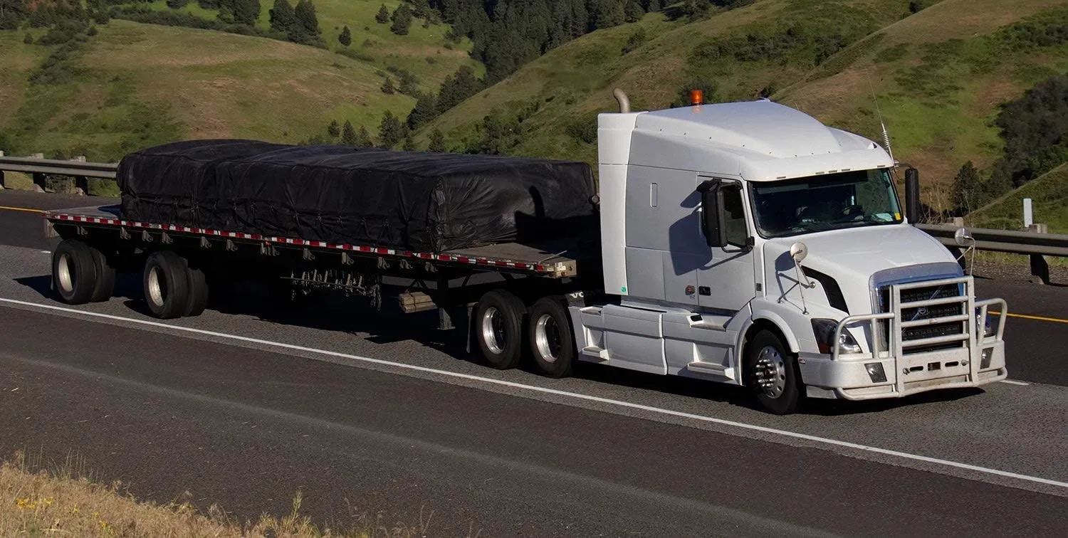 Mytee Products 20' x 27' Flatbed Truck 18 Oz Lumber Tarp with 6 FT Drop - Black Heavy Duty Vinyl Waterproof Tarp for Trailers to Protect Cargo from Wind, Rain, Snow and Sun