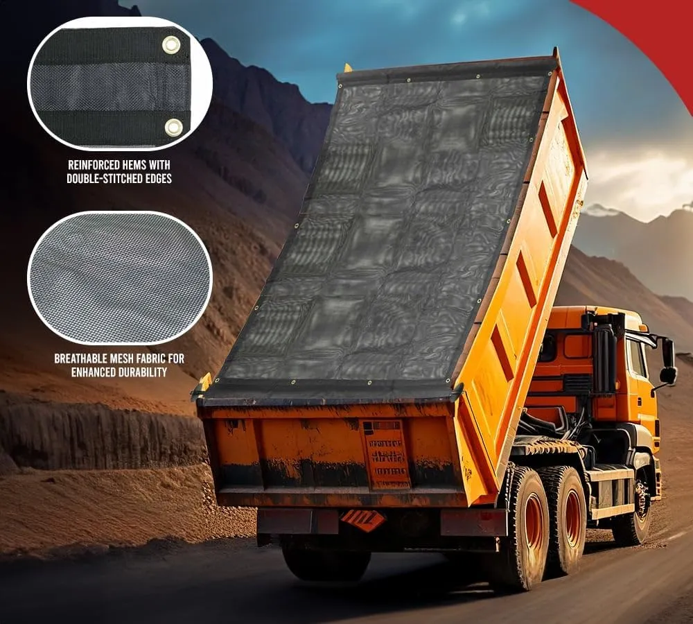 Mytee Products 6' x 14' Dump Truck Vinyl Coated Mesh Tarps Cover with 5 Inch 18oz Double Pocket