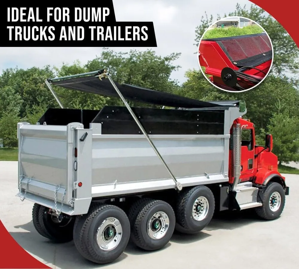 Mytee Products 6' x 14' Dump Truck Vinyl Coated Mesh Tarps Cover with 5 Inch 18oz Double Pocket