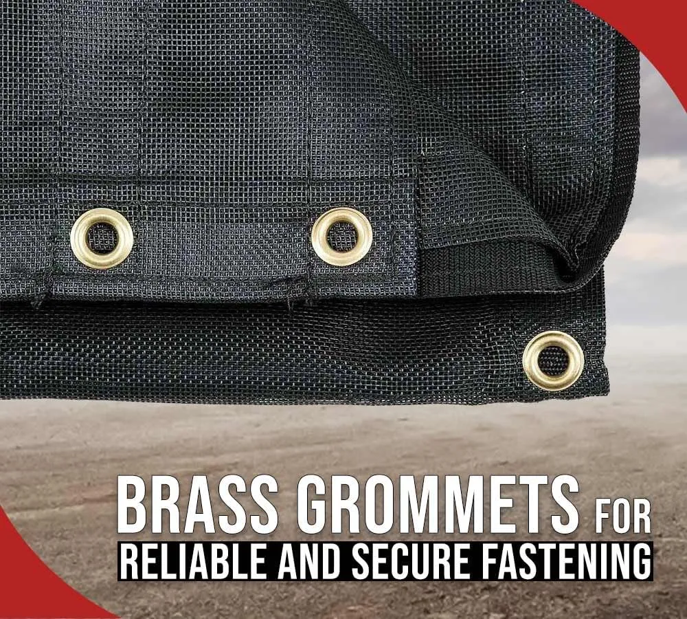 Mytee Products 8'x12' Dump Truck Mesh Tarp with 5 Inch 18Oz Double Pocket & Grommets - Vinyl Coated Dump Trailer Tarp to Prevent Load Spillage During Transportation