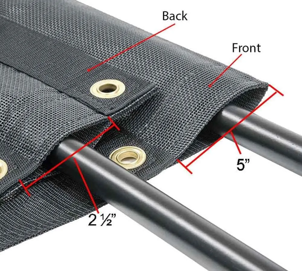 Mytee Products 8'x12' Dump Truck Mesh Tarp with 5 Inch 18Oz Double Pocket & Grommets - Vinyl Coated Dump Trailer Tarp to Prevent Load Spillage During Transportation