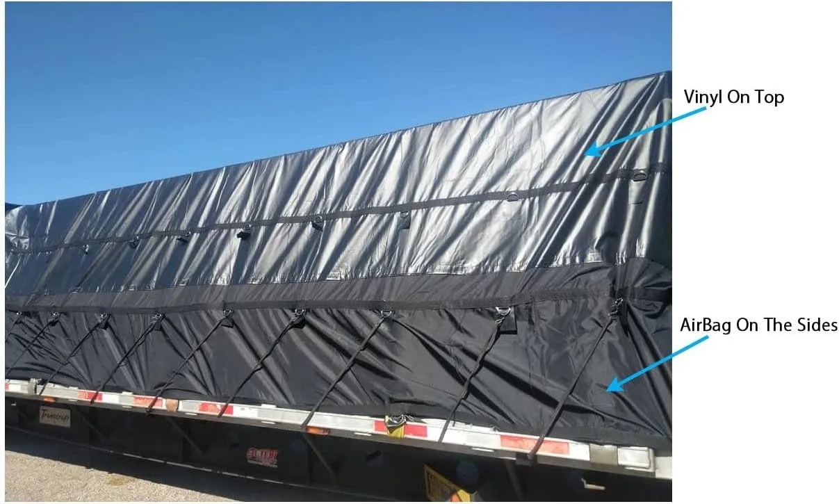 Mytee Products Airbag/Parachute Fabric Heavy Duty 14oz Lumber Tarp 20x20 (6' Drop with 6' x 8' Flap) - Black