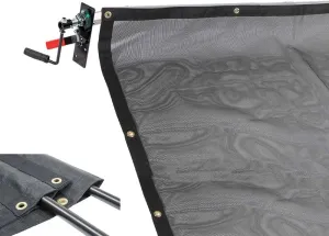 Mytee Products Manual Cab Level Hand Crank Tarp Roller Kit for Dump Trucks Trash Hauler with 7' x 12' PVC Mesh Tarp Double Pocket