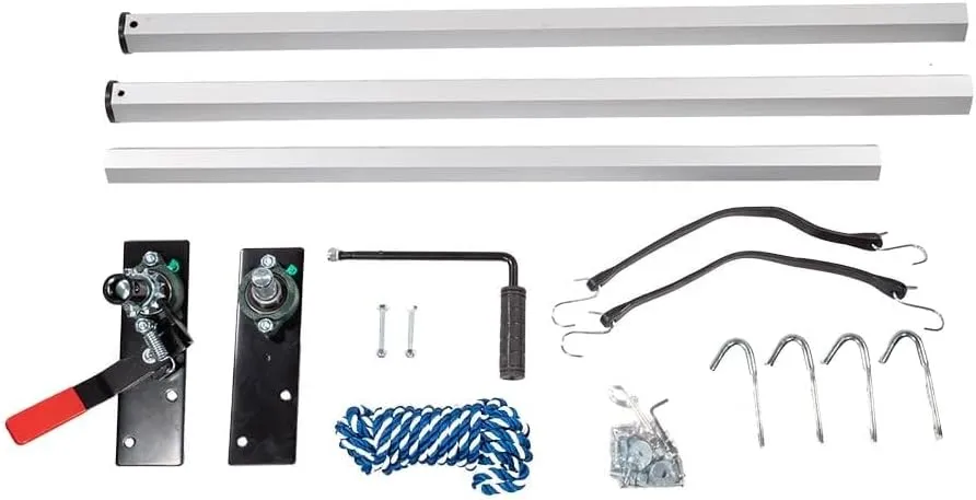Mytee Products Manual Cab Level Hand Crank Tarp Roller Kit for Dump Trucks Trash Hauler with 7' x 12' PVC Mesh Tarp Double Pocket