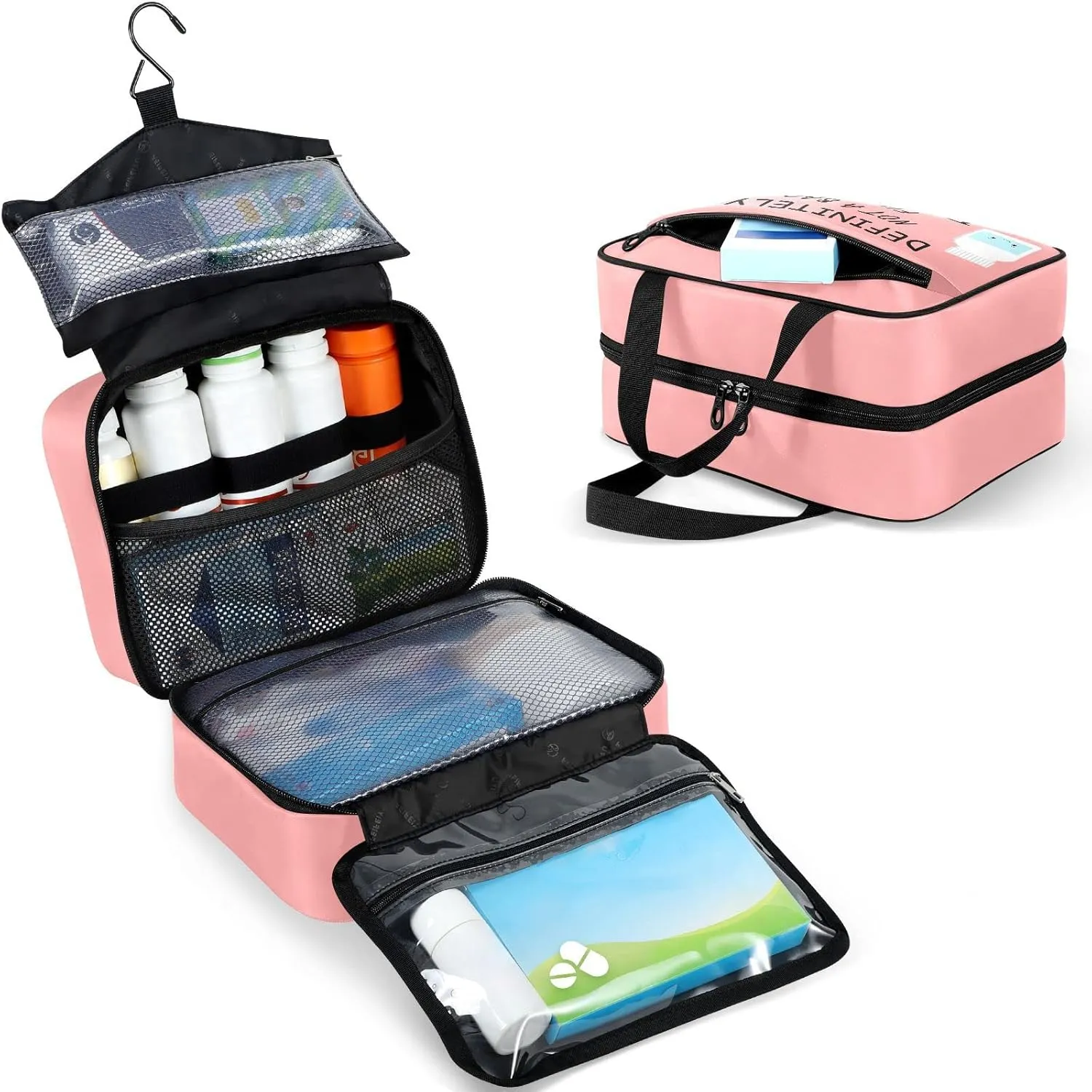 Naanle Pill Organizer Bag Travel Pill Bottle Medicine Organizer Home Storage Medication Bag for Vitamin Supplements, Pill Character Empty First Aid Bag for Car Camping