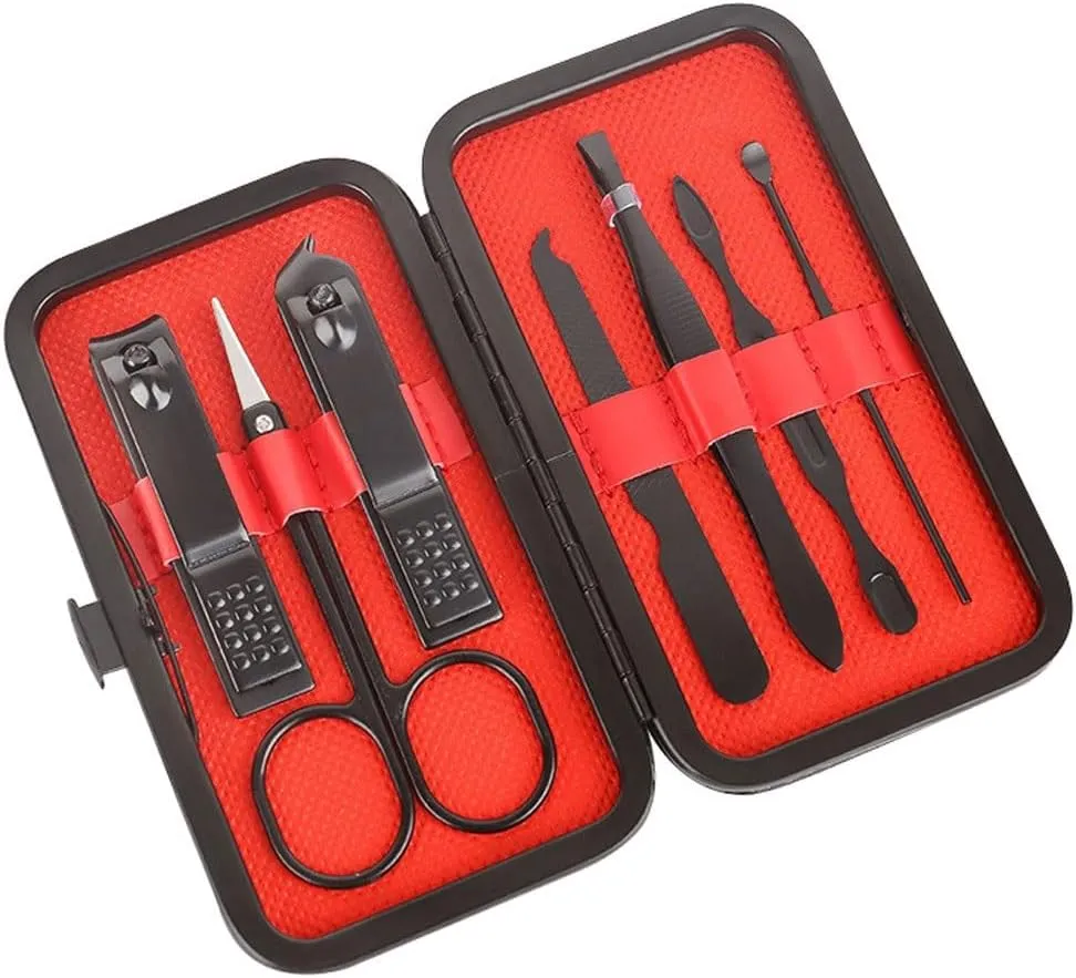 Nail Clipper Set Black 7-Piece Nail Scissors Set Home Manicure Tools Suitable for Travel and Beauty Portable Travel Beauty Kit Manicure Sets