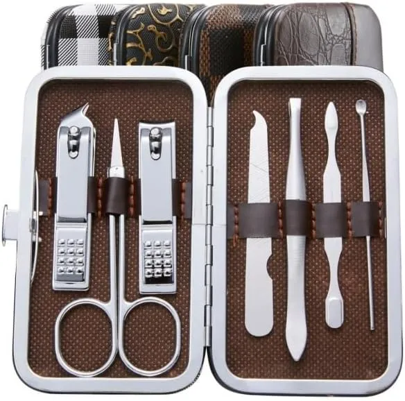 Nail Clippers 7-Piece Set Manicure Tools Nail Clippers Home Manicure Set(Brown)