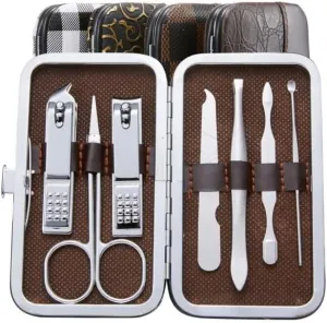 Nail Clippers 7-Piece Set Manicure Tools Nail Clippers Home Manicure Set(Brown)