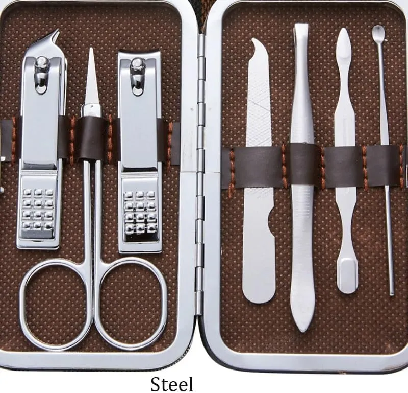 Nail Clippers 7-Piece Set Manicure Tools Nail Clippers Home Manicure Set(Brown)