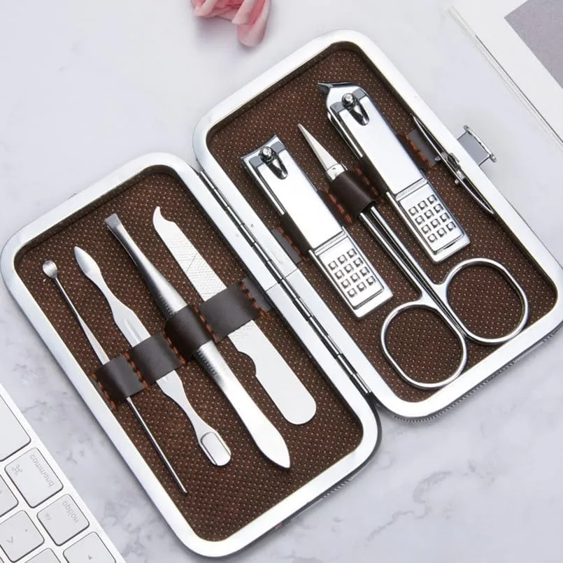Nail Clippers 7-Piece Set Manicure Tools Nail Clippers Home Manicure Set(Brown)