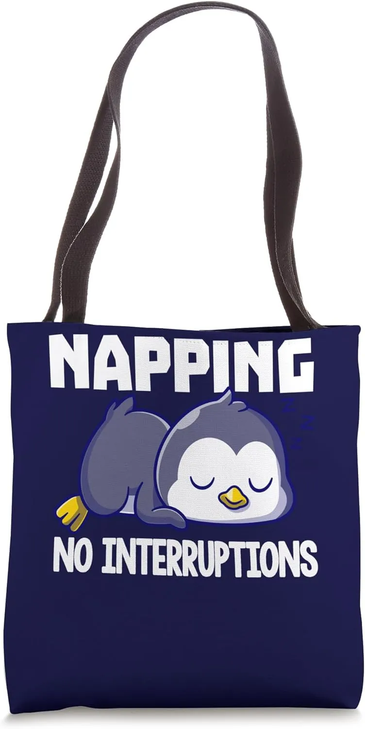 Napping No Interruptions Cute Funny Sleep Pajama Tote Bag