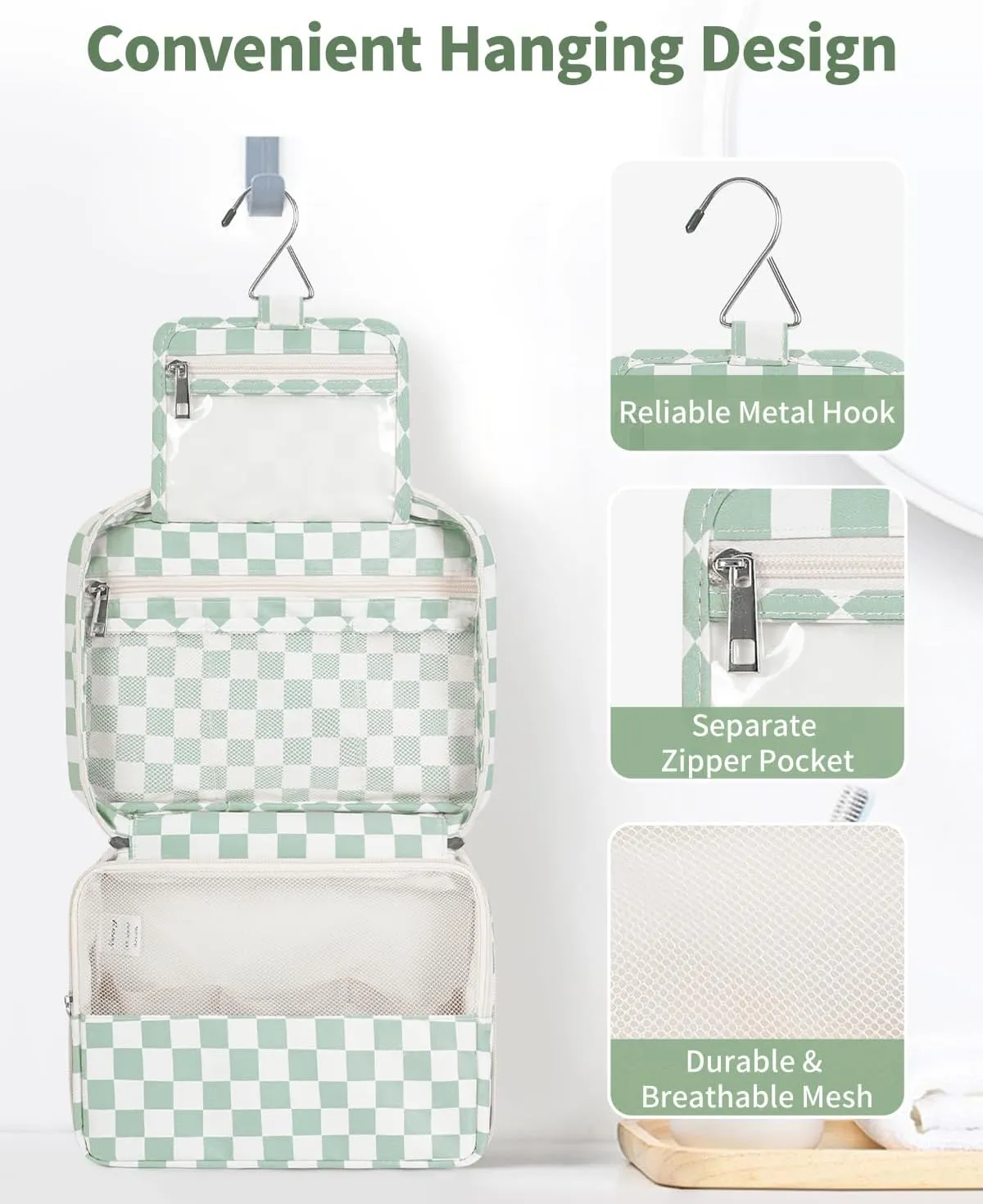 Narwey Hanging Travel Toiletry Bag Cosmetic Make up Organizer for Women and Girls Waterproof