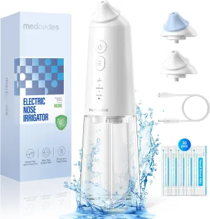 Nasal Irrigation System, Cordless Pulsating Sinus Rinse Bottle, Nasal Rinse Machine for Sinus Relief & Nasal Care, Electric Neti Pot Nose Cleaner with 30 Salt Pods Nasal Wash Kit