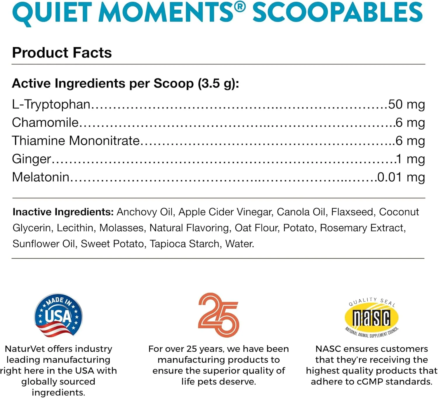 NaturVet Scoopables Quiet Moments Cat Calming Aid - Promotes Calm with Stressful Events Storms, Fireworks, Travel, Separation Anxiety - Cat Health Supplement w/Melatonin - Salmon Flavored | 5.5oz Bag