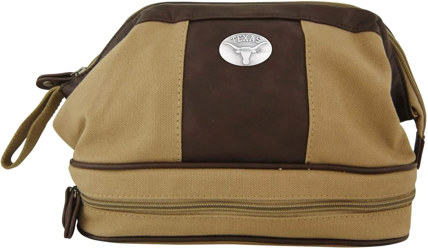 NCAA Texas Longhorns Men's Canvas Concho Toiletry Bag, Khaki, One Size