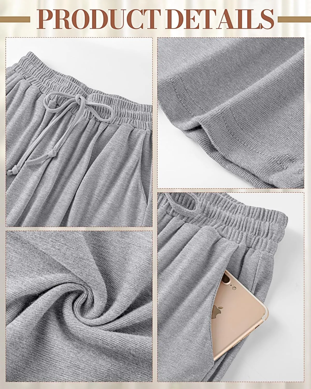 Neer 3 Pack Women's Baggy Sweatpants with Pockets, Wide Leg Yoga Pants Cozy Thick Lounge Pants Drawstring Casual Loose Jogger