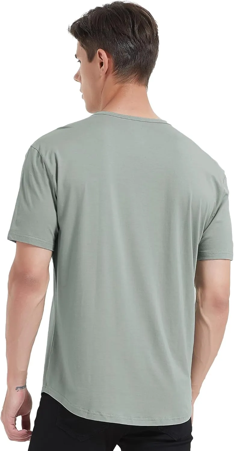 netdraw Men's Ultra Soft Bamboo Viscose T-Shirt Curve Hem Lightweight Cooling Short/Long Sleeve Casual Basic Tee Shirt