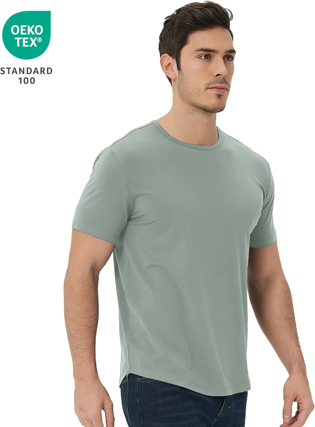 netdraw Men's Ultra Soft Bamboo Viscose T-Shirt Curve Hem Lightweight Cooling Short/Long Sleeve Casual Basic Tee Shirt