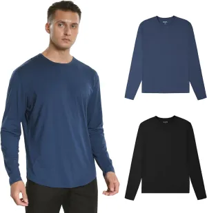 netdraw Men's Ultra Soft Bamboo Viscose T-Shirt Curve Hem Lightweight Cooling Short/Long Sleeve Casual Basic Tee Shirt