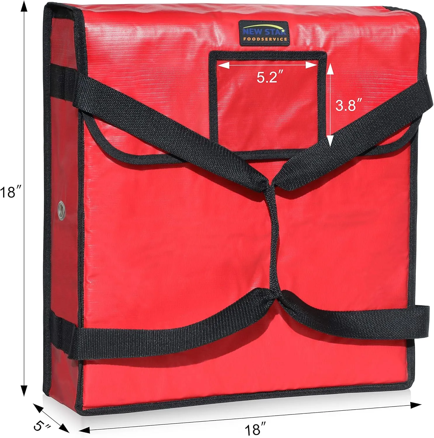 New Star Foodservice 50073 Insulated Pizza Delivery Bag, 18" by 18" by 5", Red