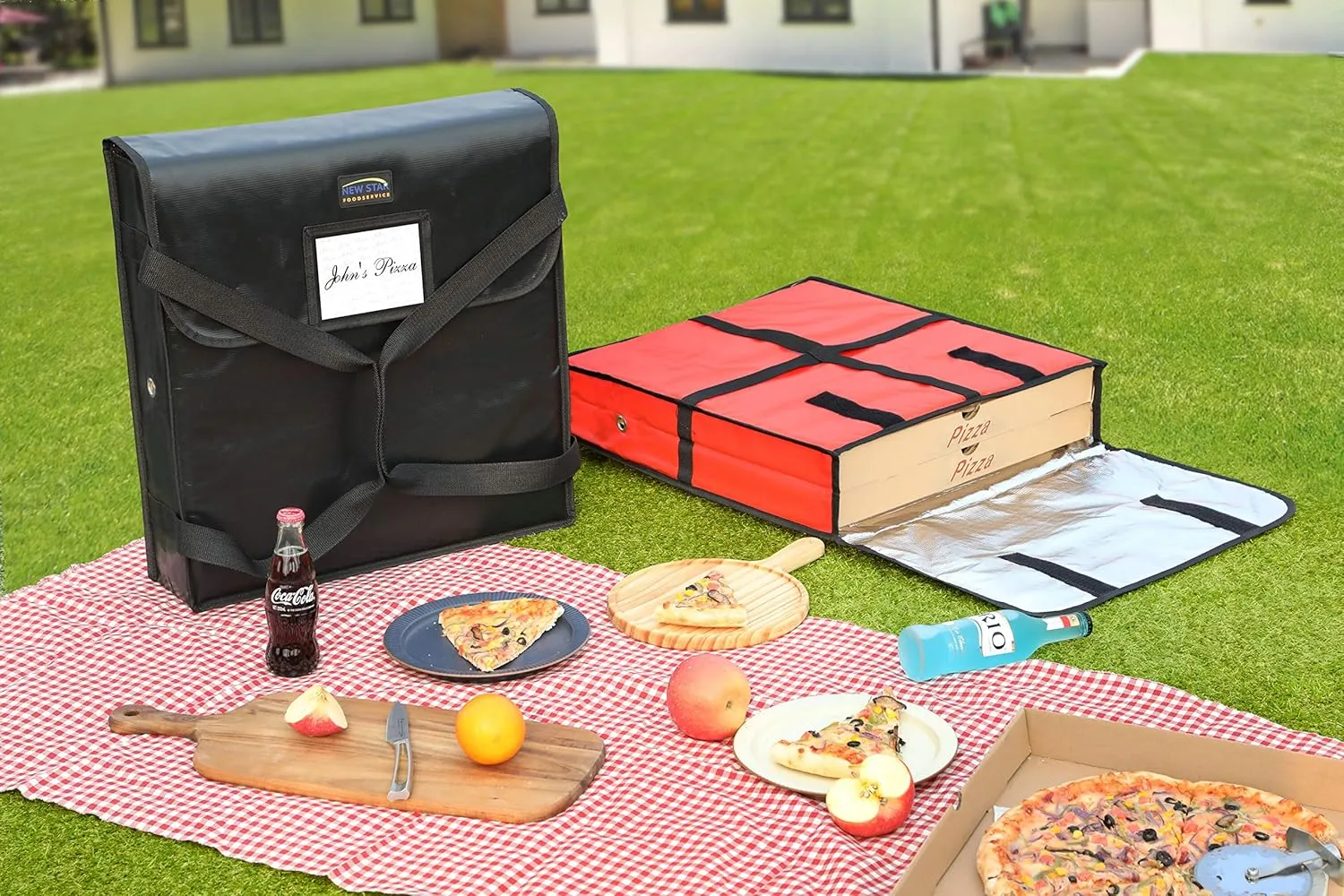 New Star Foodservice 50073 Insulated Pizza Delivery Bag, 18" by 18" by 5", Red