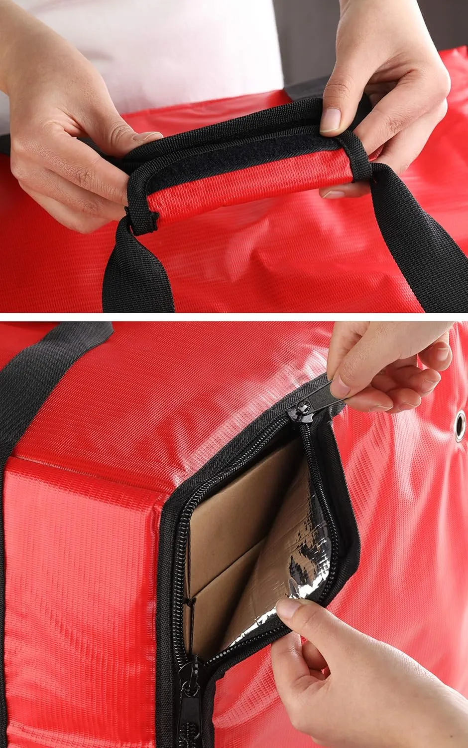 New Star Foodservice 50134 Insulated Pizza Delivery Bag, 20" by 19" by 13", Red