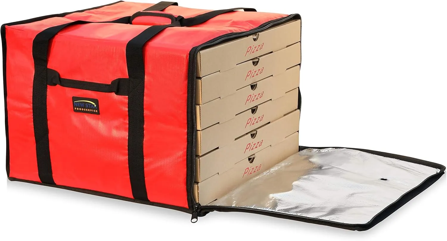 New Star Foodservice 50134 Insulated Pizza Delivery Bag, 20" by 19" by 13", Red